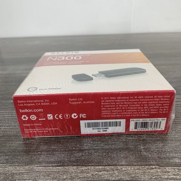 Belkin N300 High Performance Wireless Wi-Fi USB Adapter New NIB - Picture 3 of 3